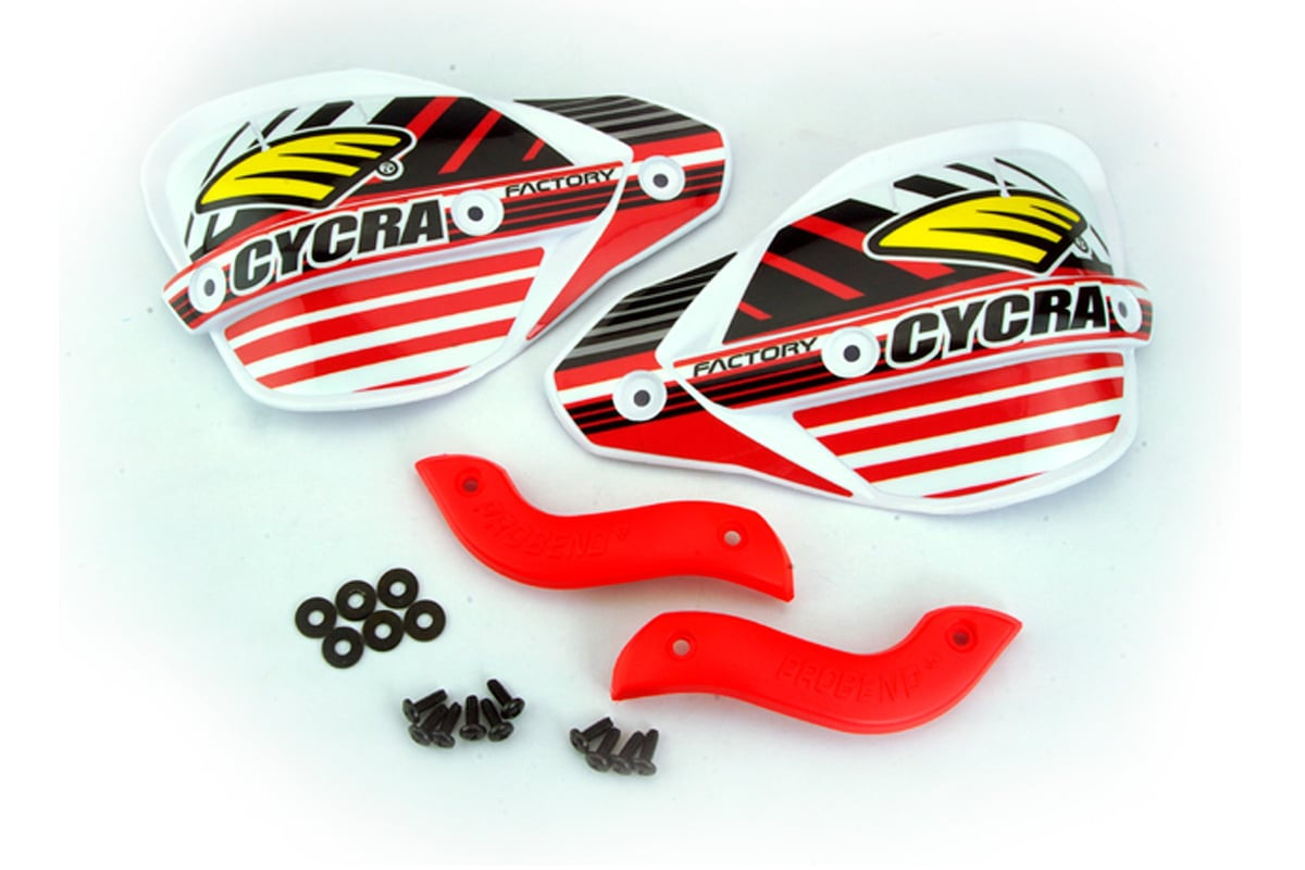 Cycra Factory Enduro Hand Shields W Matching Abrasion Guards — Red