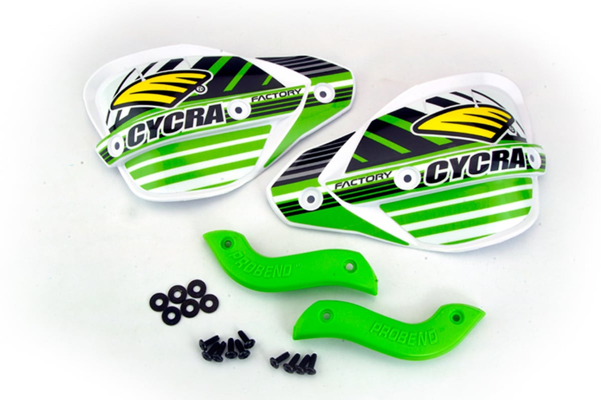 Cycra Factory Enduro Hand Shields W Matching Abrasion Guards — Green