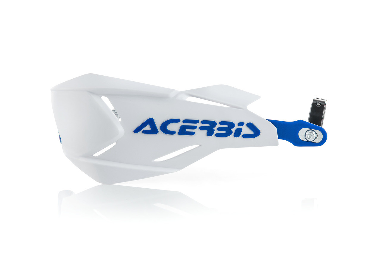 Acerbis X-Factory Handguards - KTM 390 ADVENTURE R / 390 ADVENTURE X + more (+Husqvarna, Beta, Honda, GAS GAS, Yamaha, Sherco, TM, Kawasaki, Fantic, Suzuki, Husaberg, Triumph, Aprilia) (1990-2027) — White / Blue