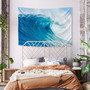 Pro-Graphx Tapestry For Bedroom Aesthetic- Made in the USA From Recycled Fabric Boho Wall Decor Aesthetic Room Decor Wall Art Dorm Decorations- 53 inch by 70 inch - Blue Wave