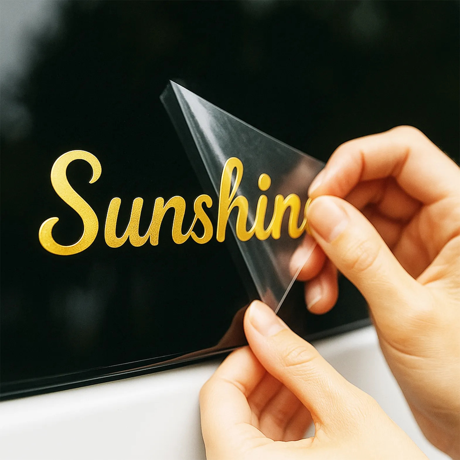 A vinyl lettering sticker