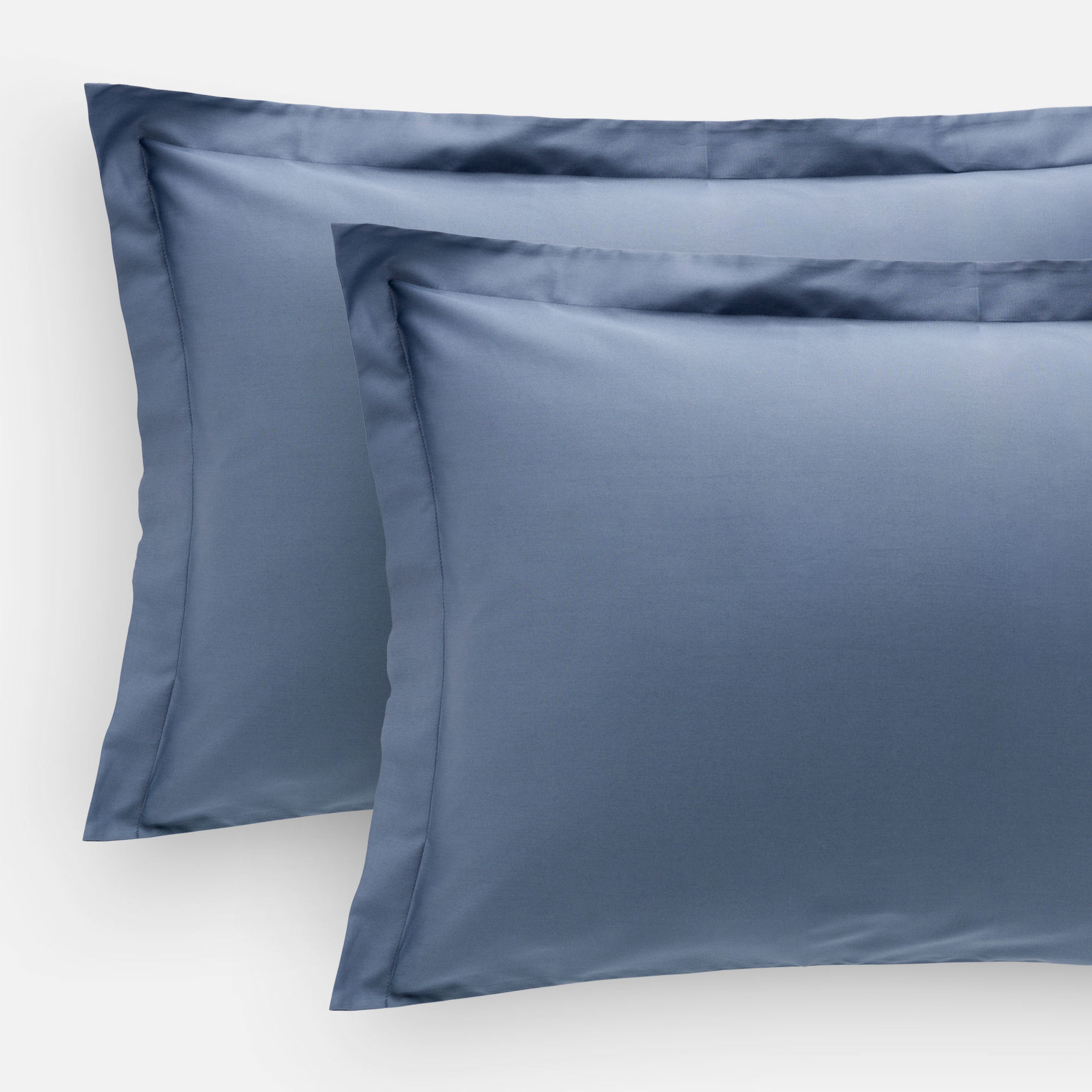 Federe King Blue Misto Cotone 650 Fili | Set Da 2 Federe Rigate 50x101 Cm | Morbide E Sfoderabili