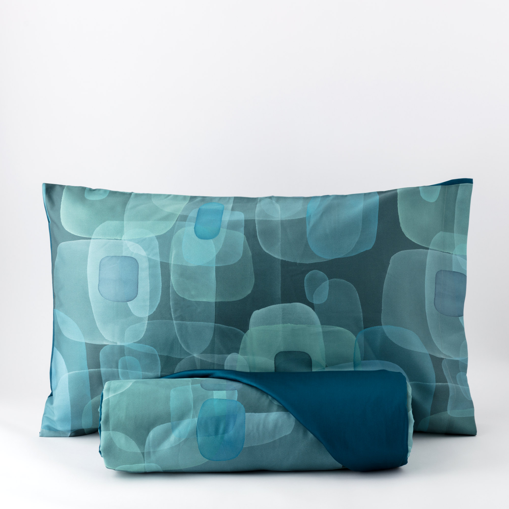 Parure Copripiumino in Raso Aqua