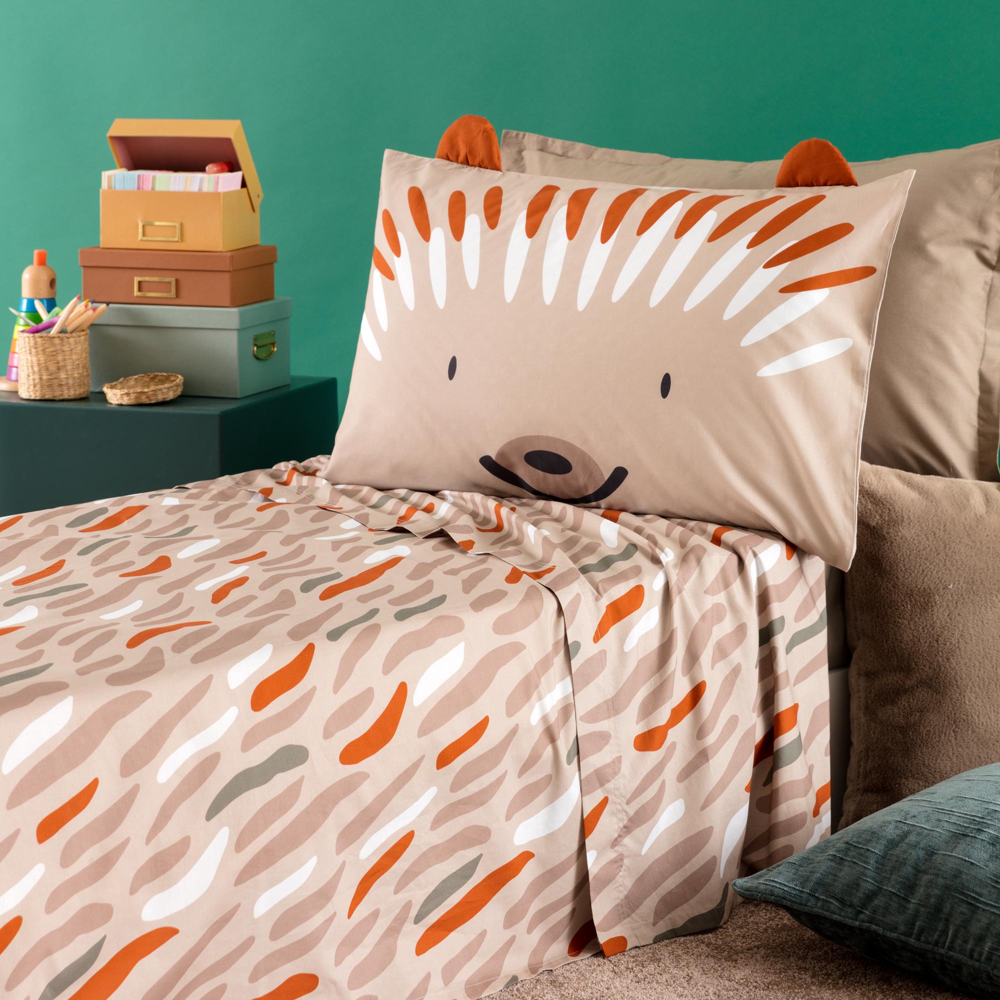 Completo Lenzuolo Copriletto In Percalle Ciuffi