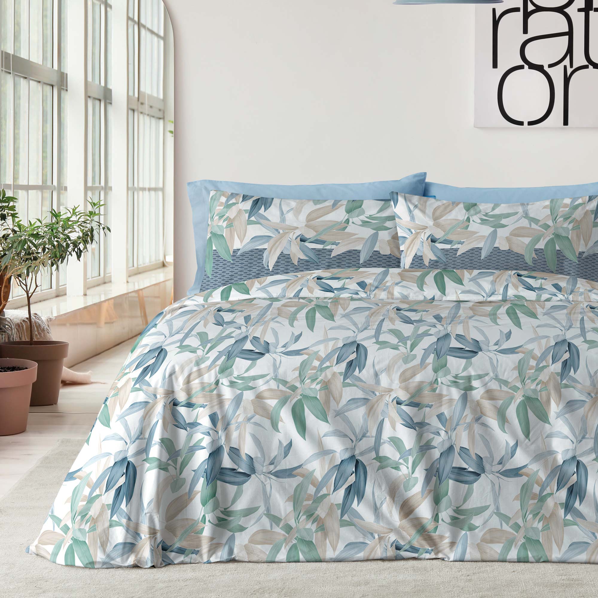 Parure Copripiumino In Cotone Flores