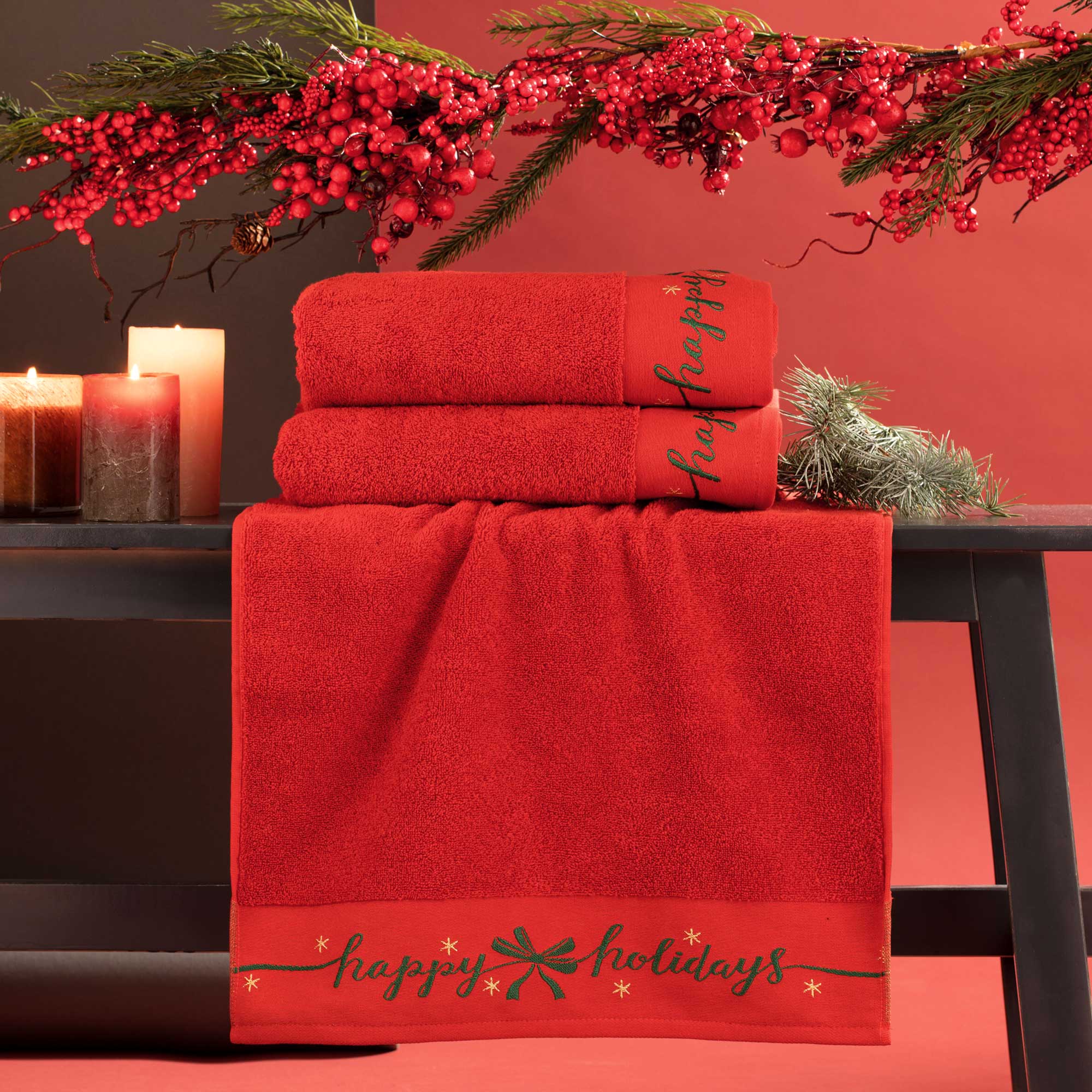 Set 1 1 Spugna Jacquard Happy Holidays