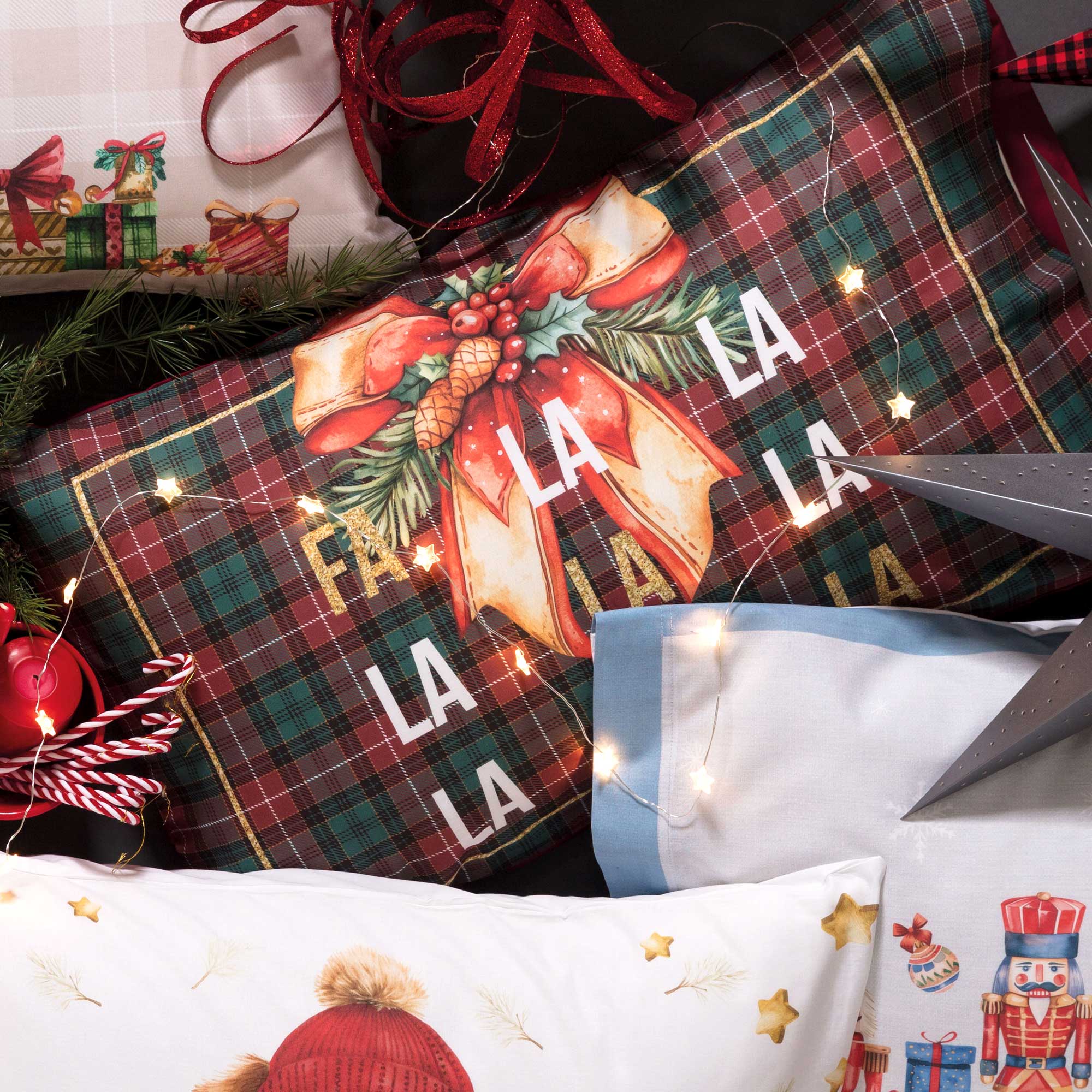 Coppia Federe In Cotone Natalizie