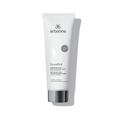 GroomWell Cleansing 3-in-1 Face-Hair-Body Wash with Charcoal
