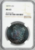 1879-S Morgan Silver Dollar NGC MS63 Beautiful Rainbow Tone Semi-PL Reverse