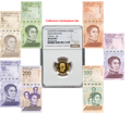 Venezuela Collectors Set – Gold Simón Bolívar 3g Coin MS68 DPL FINEST KNOWN + 5M–500M UNC Banknotes