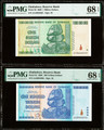 2008 Zimbabwe 1 Billion & 100 Trillion Dollars PMG 68 EPQ Hyperinflation P-83 P-91 Set