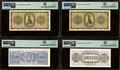 1942-44 Greece WWII 1000-10 Billion Drachmai PMG 63 EPQ 4-Note Hyperinflation Set