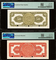 1918 Mexico 50 & 100 Pesos Specimen Set Banco de la Republica Mexicana PMG 58–63 ABNC