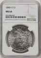 1880-O Morgan Silver Dollar NGC MS64 Great Luster Super Frosty Key Date