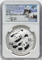 2022 China Silver Panda 10 Yuan 3pc Mint Set MS70 NGC FR Hand Signed