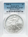 2008-W 1oz Silver Eagle Burnished Reverse of 2007 PCGS SP70 Key Variety Rare