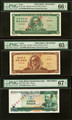 1967-1991 Cuba Banco Nacional Specimen 5 & 10 Pesos P-103s 104s 108s PMG 3-Note Set