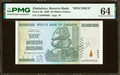 2008 Zimbabwe 50 Million Dollars Pick 79s Specimen PMG 64 AA0000000