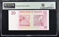 Zimbabwe 2007 Reserve Bank 20 Dollars Pick 68 PMG 66 EPQ Gem Uncirculated