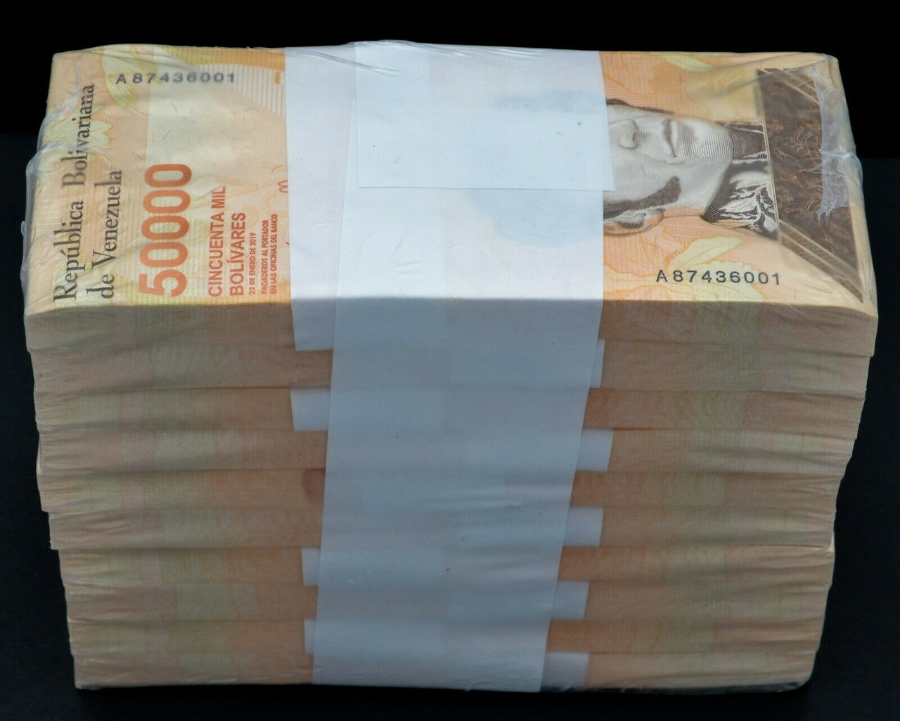 2019 Venezuela $50,000 Bolivares New UNC 1 Brick 1,000 Pcs Ultra