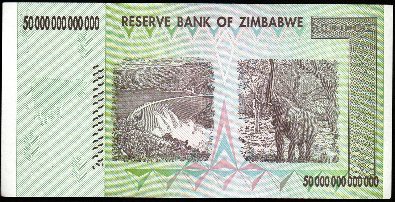 Zimbabwe 2008 50 TRILLION DOLLARS BANKNOTE, AA P-90 New UNC 100