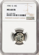 1941-S Mercury Dime NGC MS68 Full Bands | Planet Banknote