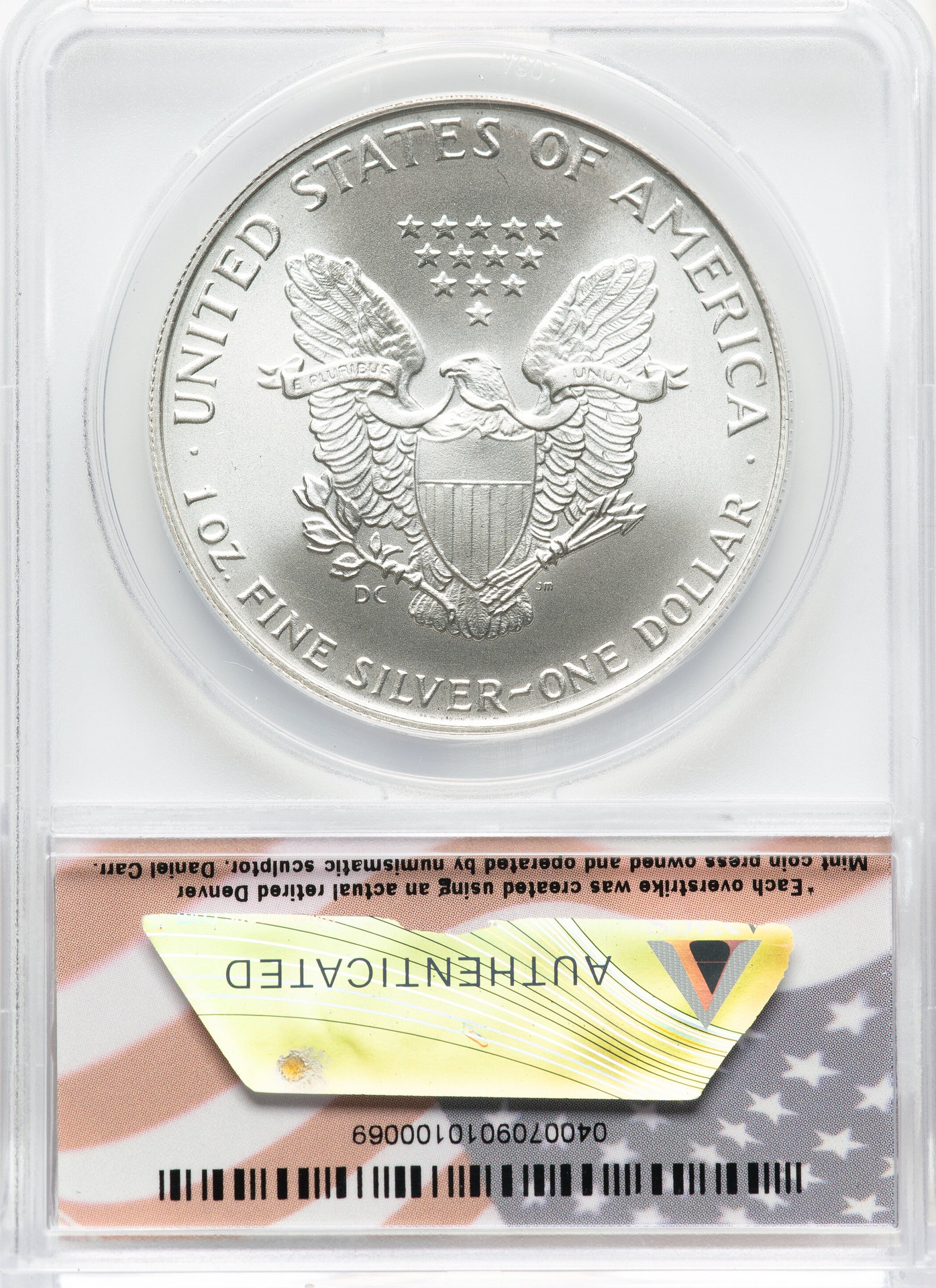 1986 DC Dollar Overstruck Silver Eagle 1oz ANACS MS70 | Planet