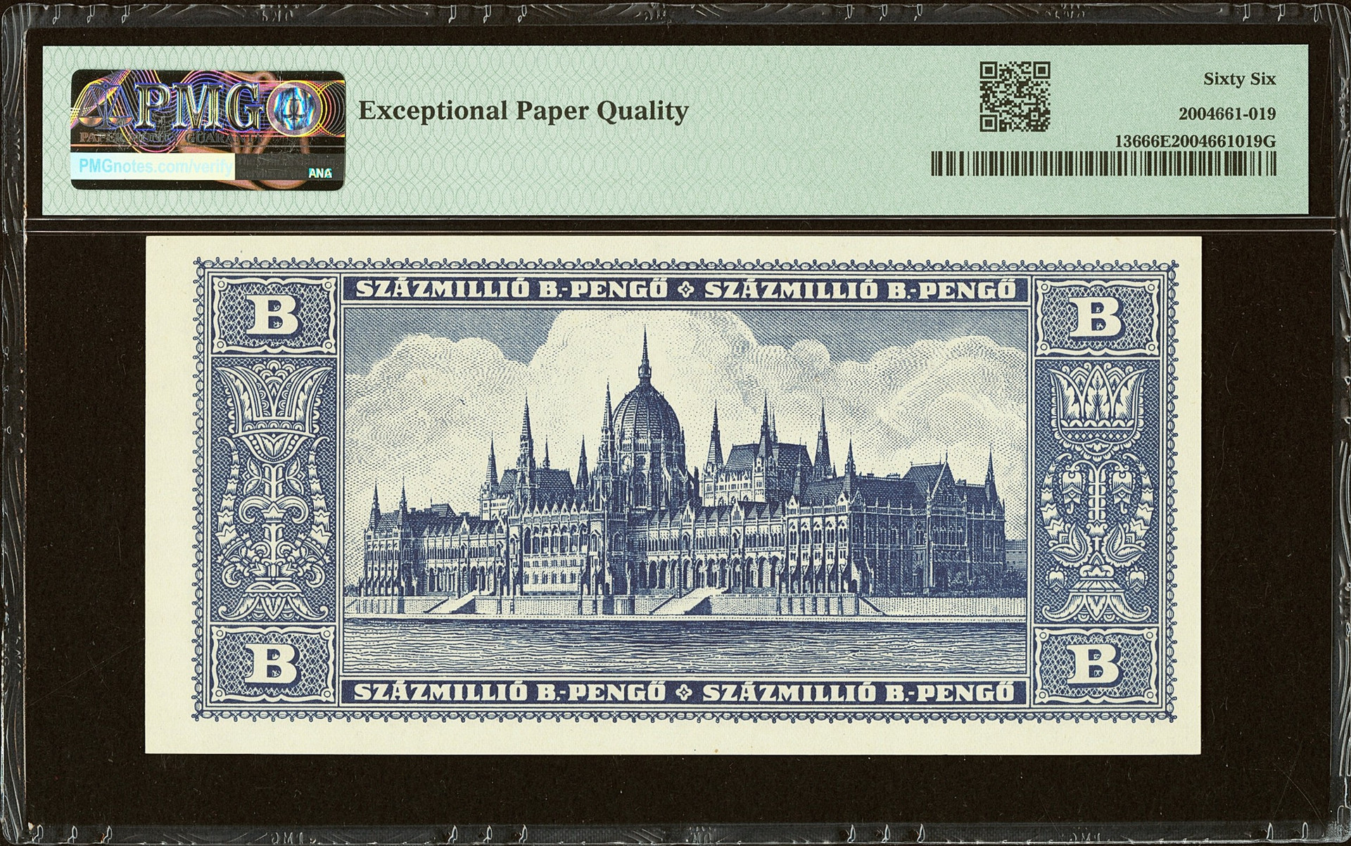 1946 Hungary 100,000,000 B-Pengo Banknote PMG 66 EPQ Pick 136