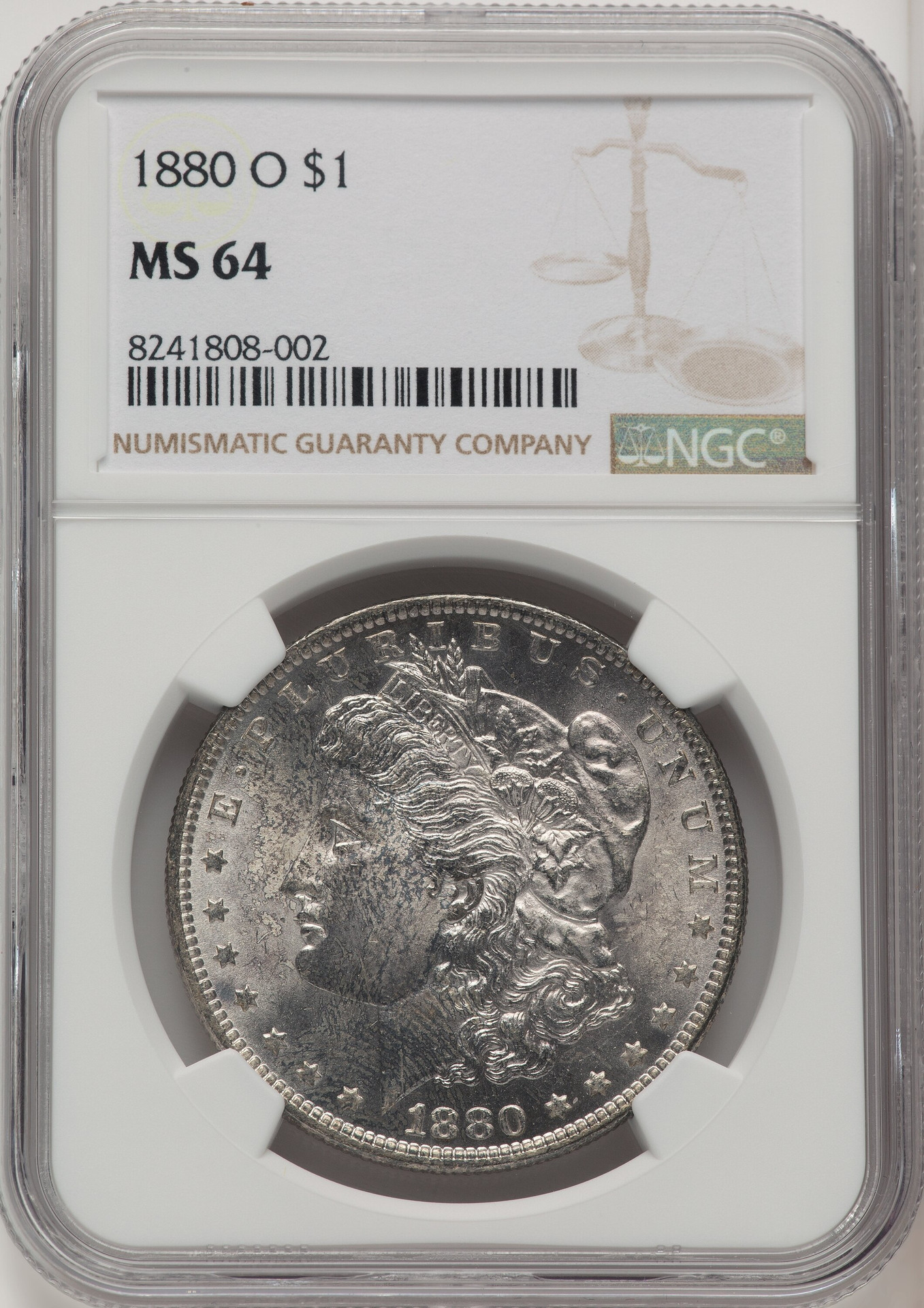 1880-O Morgan Silver Dollar NGC MS64 Great Luster Super Frosty Key