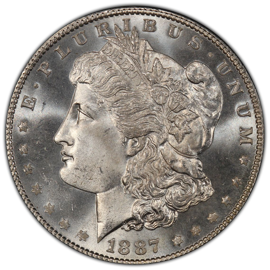 1887/6 Morgan Dollar Overdate PCGS MS66 CAC PQ Semi-PL Ex