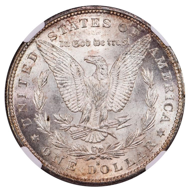 1879-S Morgan Silver Dollar NGC MS63 Beautiful Rainbow Tone Semi