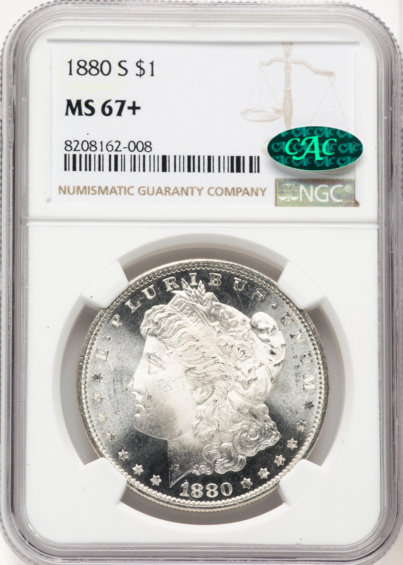1880-S Morgan Silver Dollar NGC MS67+ CAC Luster | Planet Banknote