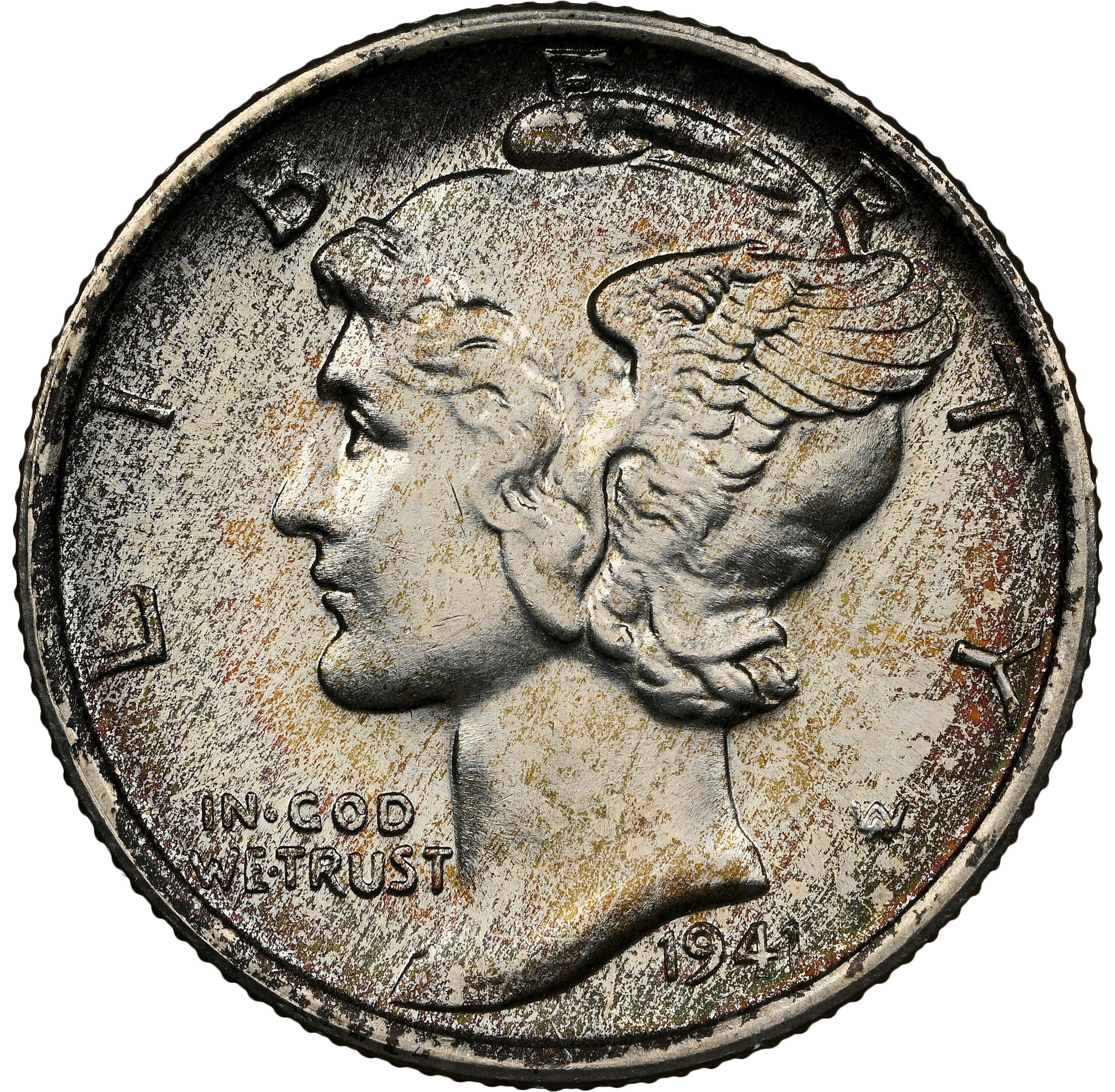 1941-S Silver 10C Mercury Dime NGC MS68 Full Bands High Grade
