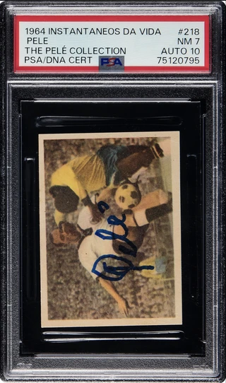 1964 Pelé Instantâneos Da Vida #218 Signed PSA EX-MT 7 DNA Auto 10 — 1 of 1