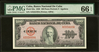 1950 Cuba 100 Pesos Banco Nacional PMG 66 EPQ | Planet Banknote