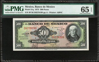 1978 Mexico 500 Pesos P-51t PMG 66 EPQ — Morelos | Planet Banknote