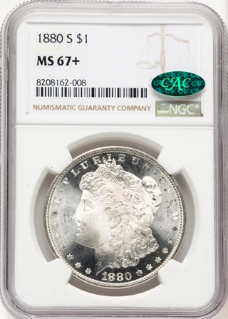 1880-S Morgan Silver Dollar NGC MS67+ CAC Luster | Planet Banknote