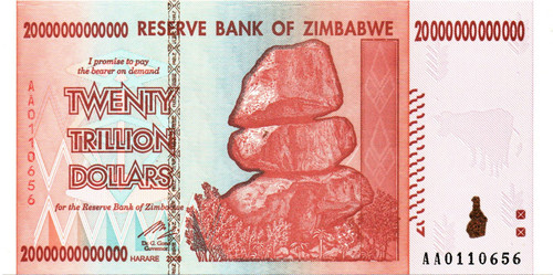 Zimbabwe 2008 50 TRILLION DOLLARS BANKNOTE, AA P-90 New UNC 100