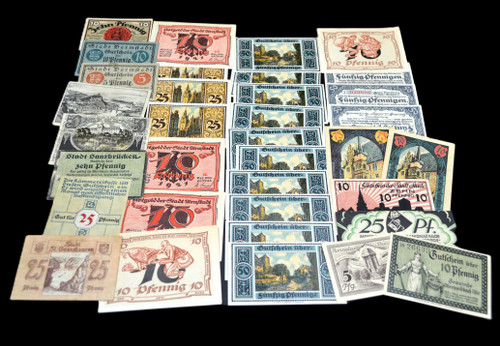 1920s Germany Notgeld Multi-Denomination Mark Banknotes 35-Note Variety Set (1)