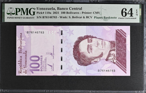 2021 Venezuela 100 Bolivares Digitales P-119a PMG 64 Choice Uncirculated