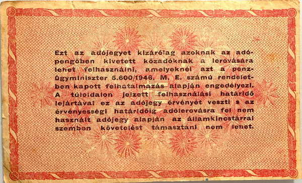 1946 Hungary 1,000,000 Adopengo (1 Septillion) Pick-140a Circulated XF