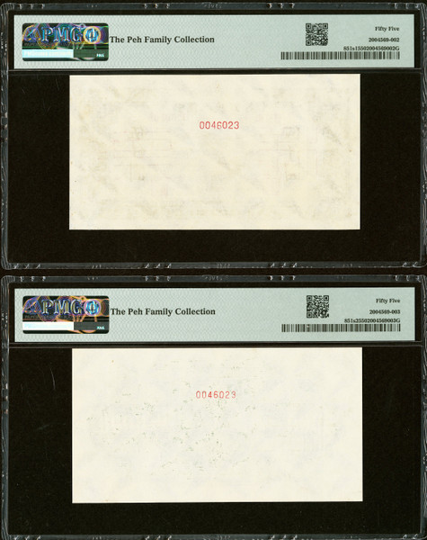 1949 China Peoples Republic 5000 Yuan PMG 55 Front & Back Specimen Pair P-851s