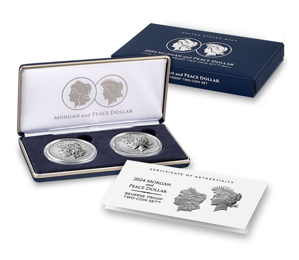 2024-S Morgan and Peace Dollar Reverse Proof Two-Coin Silver Set San Francisco Mint