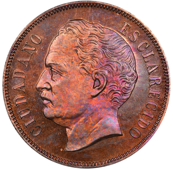 1863 Republic Copper Proof Essai 2 Centavos – PR65 Red & Brown NGC (KM-E2)