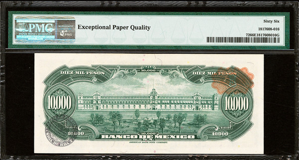 1978 Mexico 10000 Pesos Banco de Mexico PMG 66 EPQ P-72 Matias Romero ABNC Hyperinflation Era