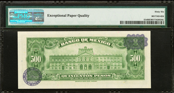 1978 Mexico Banco de Mexico 500 Pesos P-51t PMG 66 EPQ Gem UNC ABNC Morelos Note