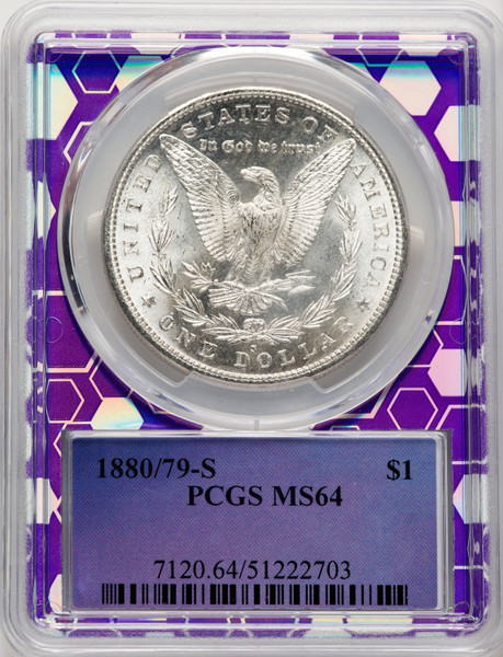 1880/79-S $1 Morgan Silver Dollar PCGS MS64 Overdate Key Variety Trader Bea
