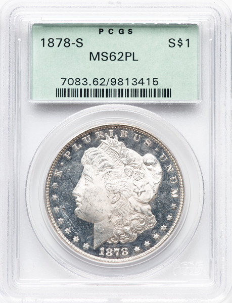 1887/6 Morgan Dollar Overdate PCGS MS66 CAC PQ Semi-PL Ex