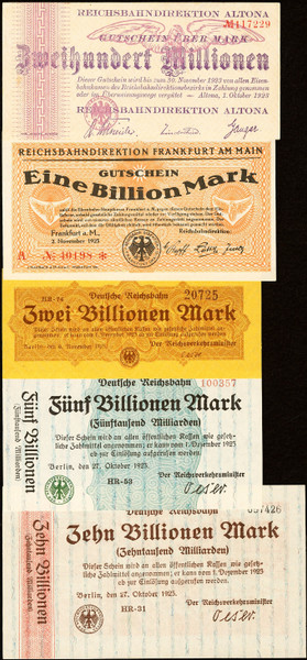 Germany Group of 20 Notes Crisp Uncirculated Notgeld Reichsbahn Hyperinflation Mix Light Stains