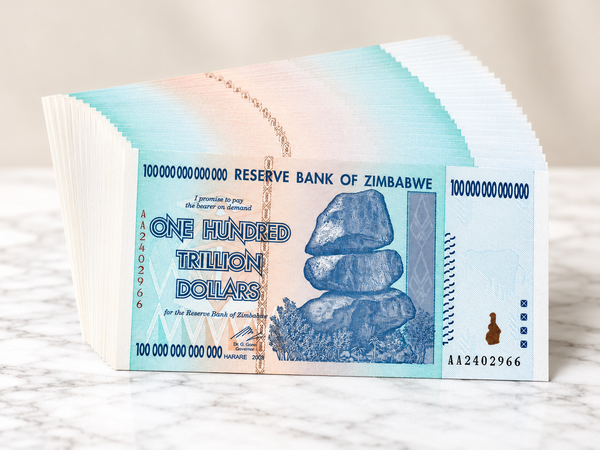 2008 Zimbabwe 100 Trillion Dollars Pick P-91 – Set of 25 Consecutive UNC Banknotes